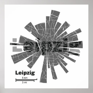 Póster Poster de mapas de Leipzig