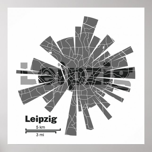 Póster Poster de mapas de Leipzig (Frente)