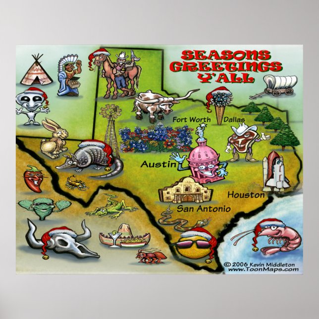 Póster POSTER de mapas de Navidades TEXAS (Frente)