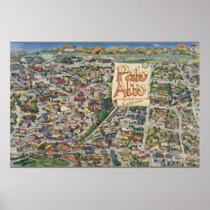 Póster Poster de mapas de Palo Alto, California