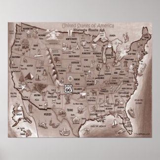 Póster Poster de mapas de Personalizados de la ruta histó
