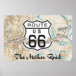 Póster Poster de mapas de ruta 66