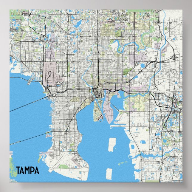 Póster Poster de mapas de Tampa (Frente)