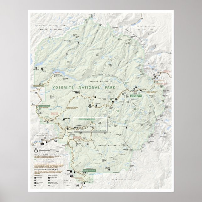 Póster Poster de mapas de Yosemite (Frente)