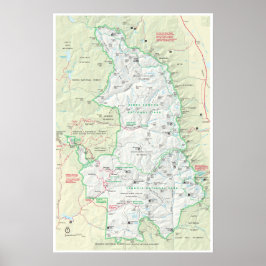 Póster Poster de mapas del Cañón Sequoia y Kings
