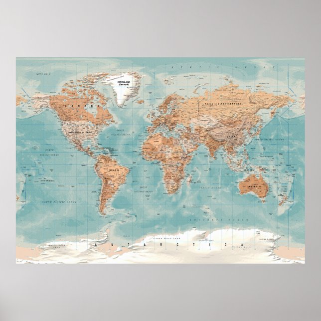 Póster poster de mapas del mundo (Frente)