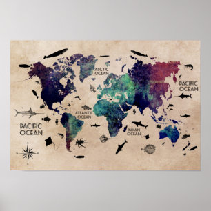 Póster poster de mapas del mundo