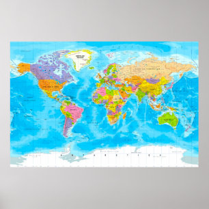 Póster Poster de mapas del mundo político