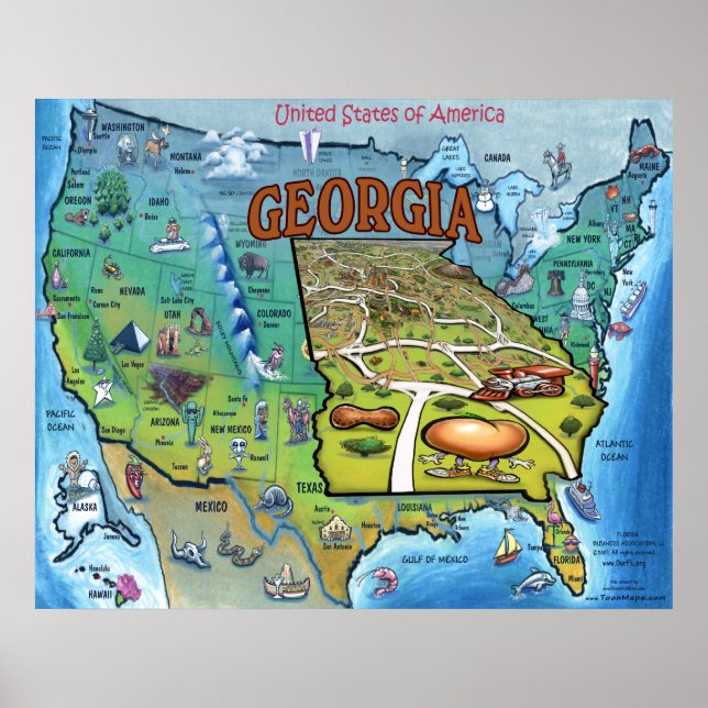 Póster POSTER de mapas GA USA (Frente)