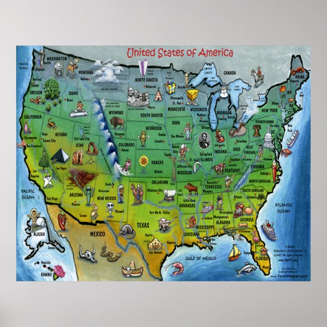 Póster POSTER de mapas grandes de Personalizado de EE.UU. (Frente)