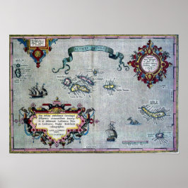 Póster Poster de mapas históricos de Azores