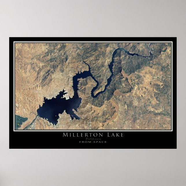 Póster Poster de mapas satelitales de Millerton Lake Cali (Frente)