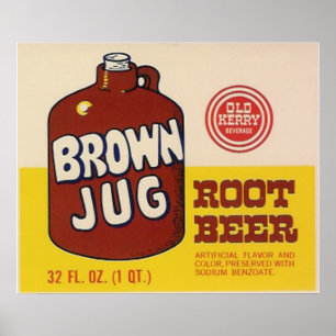 Póster poster de marca de rootbeer de yugo marrón