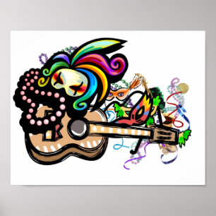 Póster Poster de Mardi Gras Ukulele