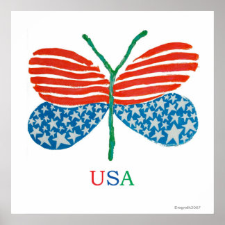Póster Poster de mariposa de bandera