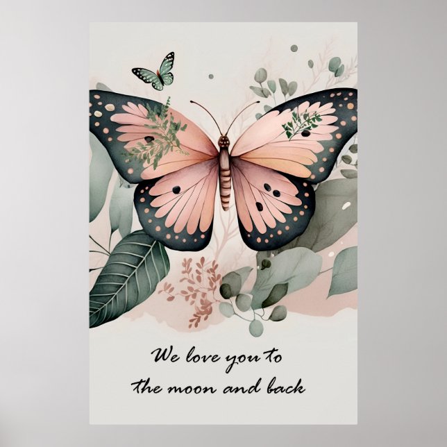 Póster Poster de mariposa rosada (Frente)
