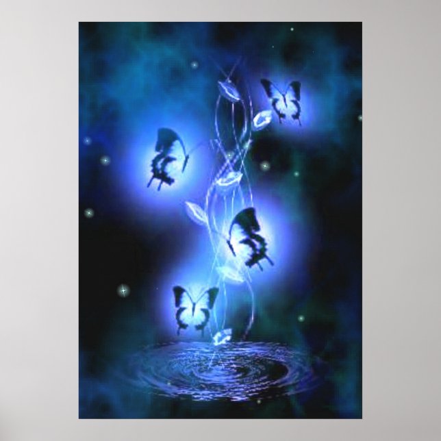 Póster Poster de mariposas azules (Frente)