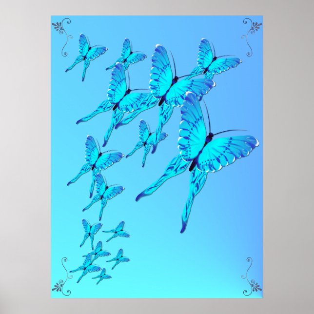 Póster Poster de mariposas azules (Frente)