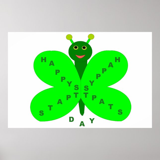 Póster Poster de mariposas en el Día de Saint Patricks (Frente)