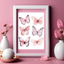 Póster Poster de mariposas rosadas de Coquette Wall Art L