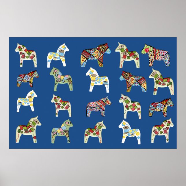 Póster Poster de mascado de caballos de Dala (Frente)