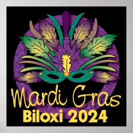 Póster Poster de Máscara de Mardi Gras - 2024 - Biloxi, M