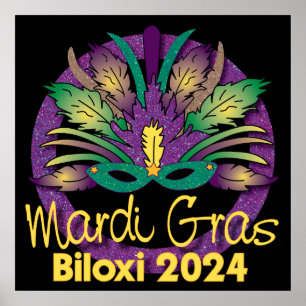 Póster Poster de Máscara de Mardi Gras - 2024 - Biloxi, M