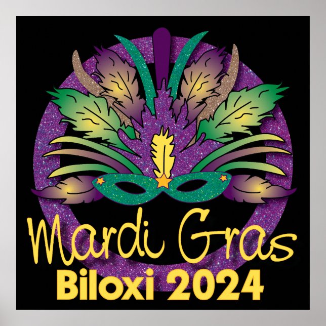 Póster Poster de Máscara de Mardi Gras - 2024 - Biloxi, M (Frente)