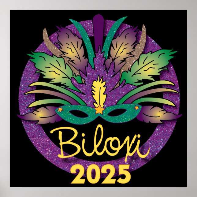 Póster Poster de Máscara de Mardi Gras - 2025 - Biloxi, M (Frente)