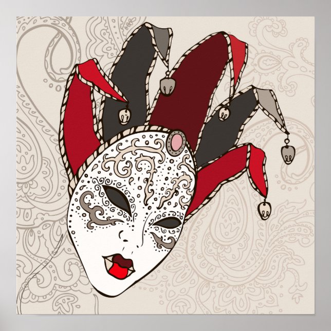 Póster Poster de Máscara del Carnaval de Mardi Gras (Frente)