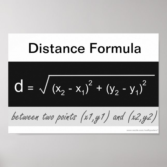 Póster Poster de matemáticas de fórmula de distancia (Frente)