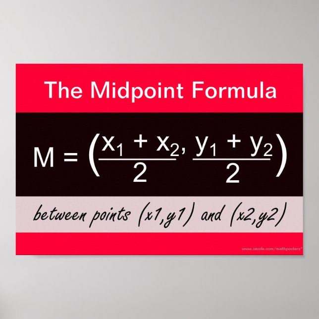 Póster Poster de matemáticas de fórmula de punto medio (Frente)