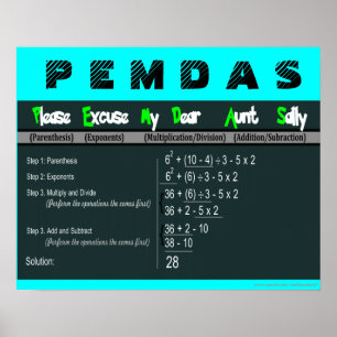Póster Poster de Matemáticas de Orden de Operaciones de P
