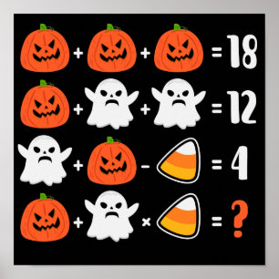 Póster Poster de matemáticas en test de Halloween
