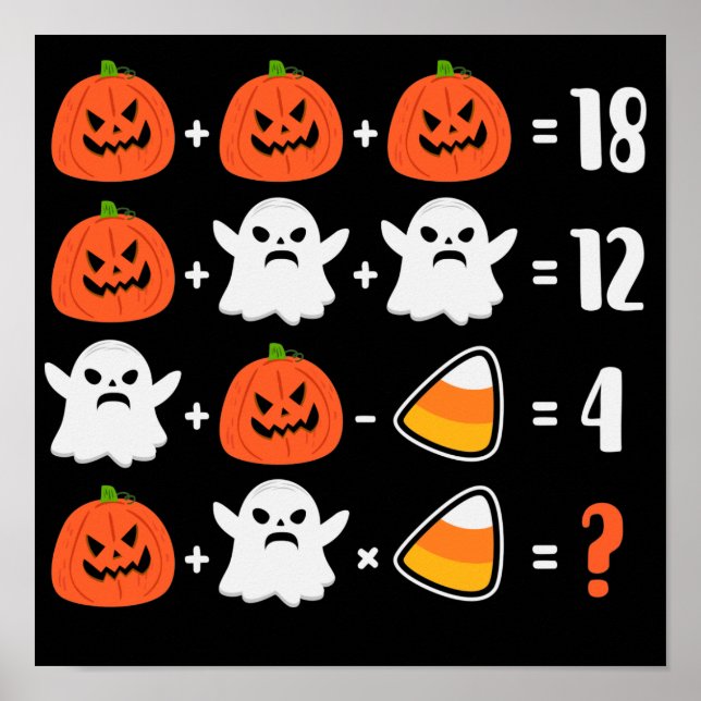 Póster Poster de matemáticas en test de Halloween (Frente)