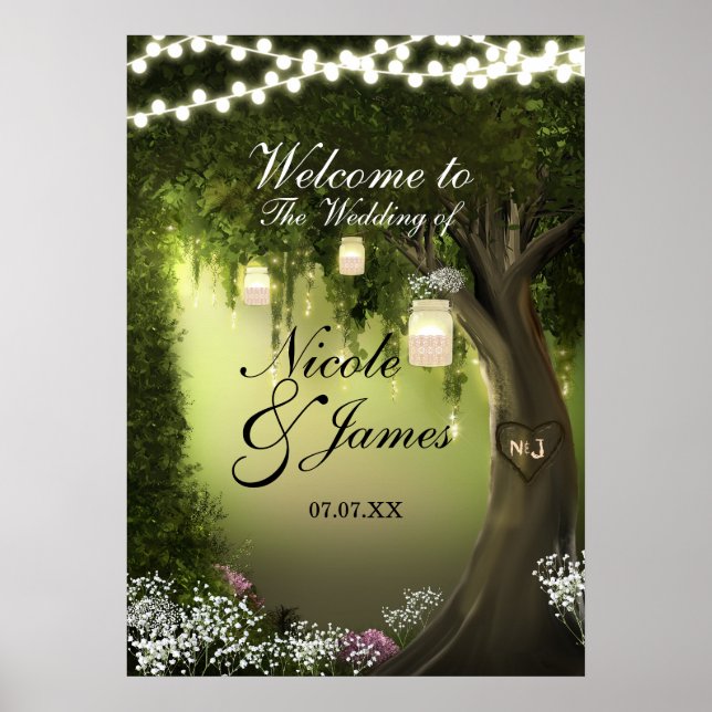 Póster Poster de matrimonio de jardín forestal encantado  (Frente)
