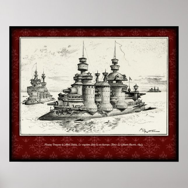 Póster Poster de mazmorras flotantes - Albert Robida, 189 (Frente)