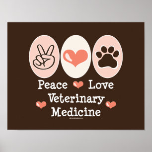 Póster Poster de medicina veterinaria de Peace Love