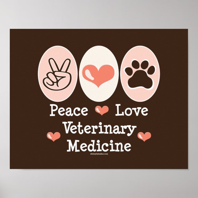 Póster Poster de medicina veterinaria de Peace Love (Frente)