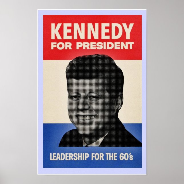 Póster Poster de medio tono John F Kennedy (Frente)