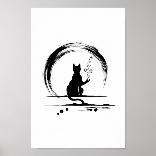 Póster Poster de Meditación de Zen Cat (Frente)