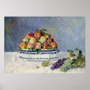 Póster Poster de melocotones y uvas