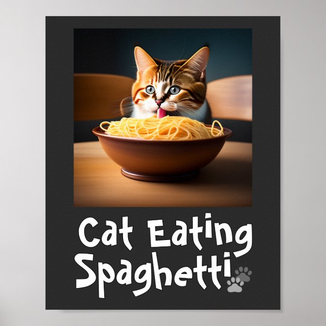Póster Poster de memes de Cat Eating Spaghetti (Frente)