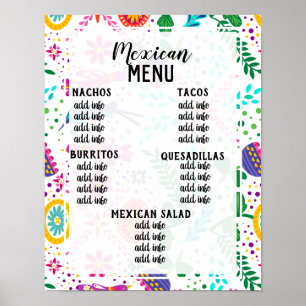 Póster poster de menú mexicano