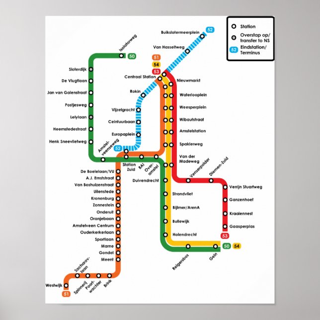 Póster Poster de metro de Ámsterdam (Frente)