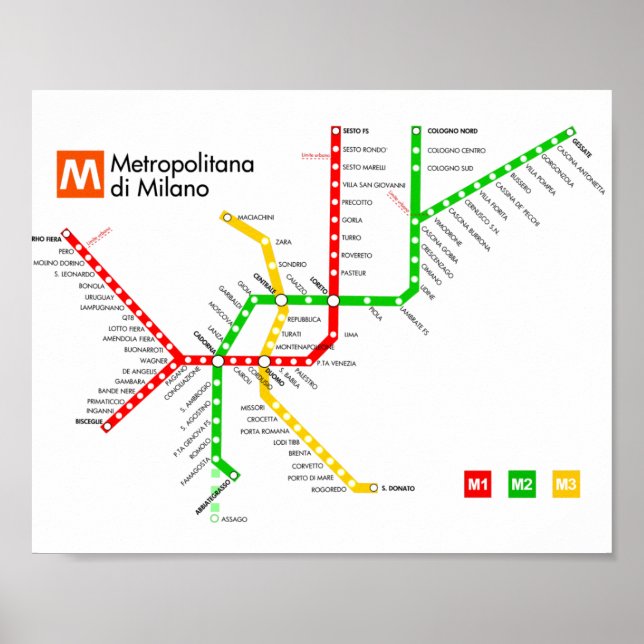 Póster Poster de metro de Milán (Frente)