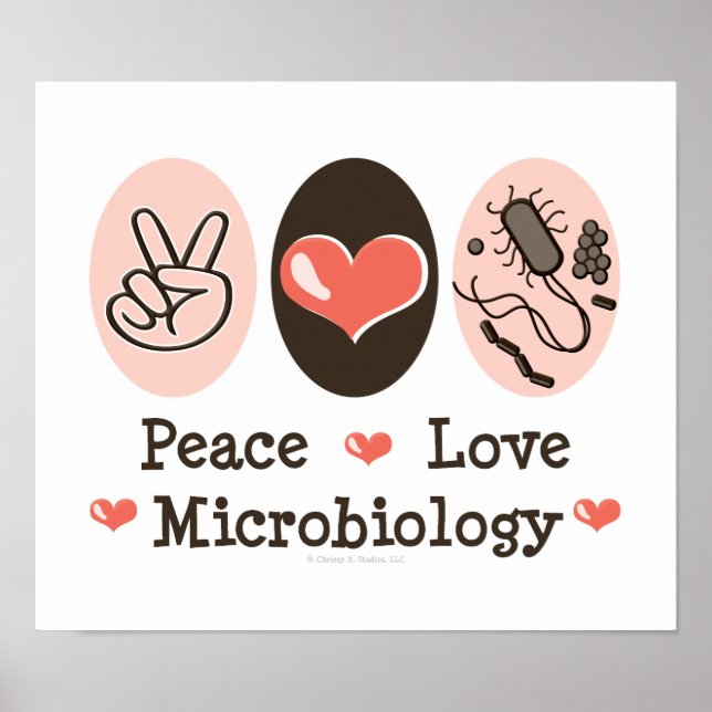Póster Poster de microbiología de amor por la paz (Frente)