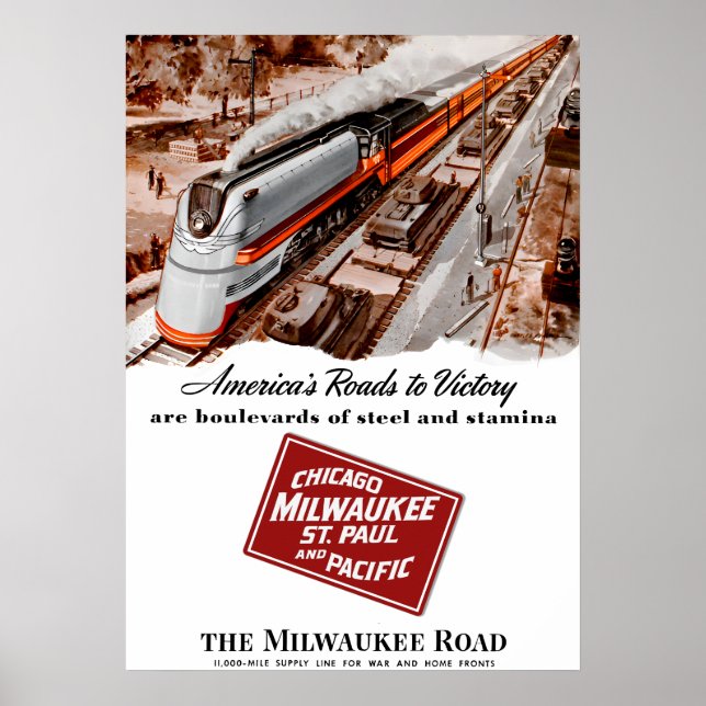 Póster Poster de Milwaukee Road en la Segunda Guerra Mund (Frente)