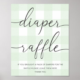 Póster Poster de Mint Green Gingham Diaper Raffle
