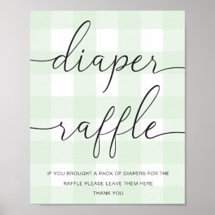 Póster Poster de Mint Green Gingham Diaper Raffle